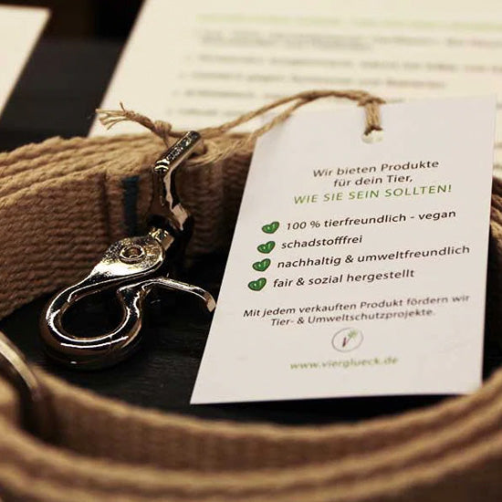 Messestand Vierglück - Hundeleine - vegan, schadstofffrei, umweltfreundlich und fair hergestellt