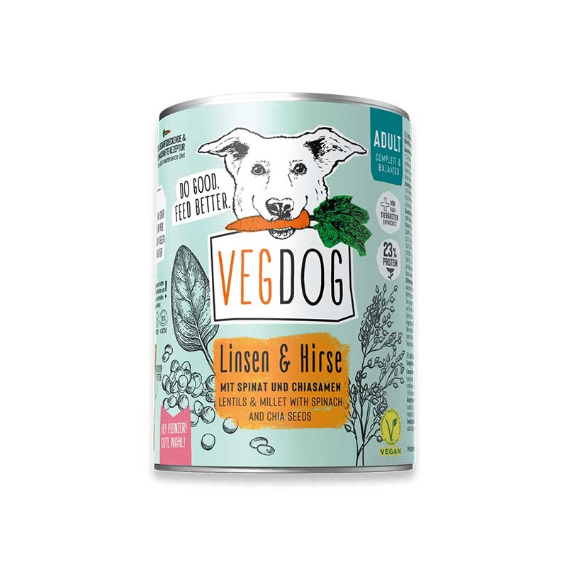 VEGDOG ADULT LINSEN & HIRSE - Alleinnahrung für Hunde