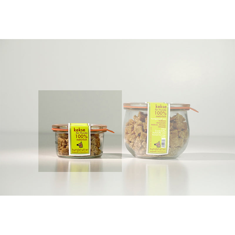 hundsfutter - Weiche, vegane Möhren Snacks/Kekse im Vakuumglas