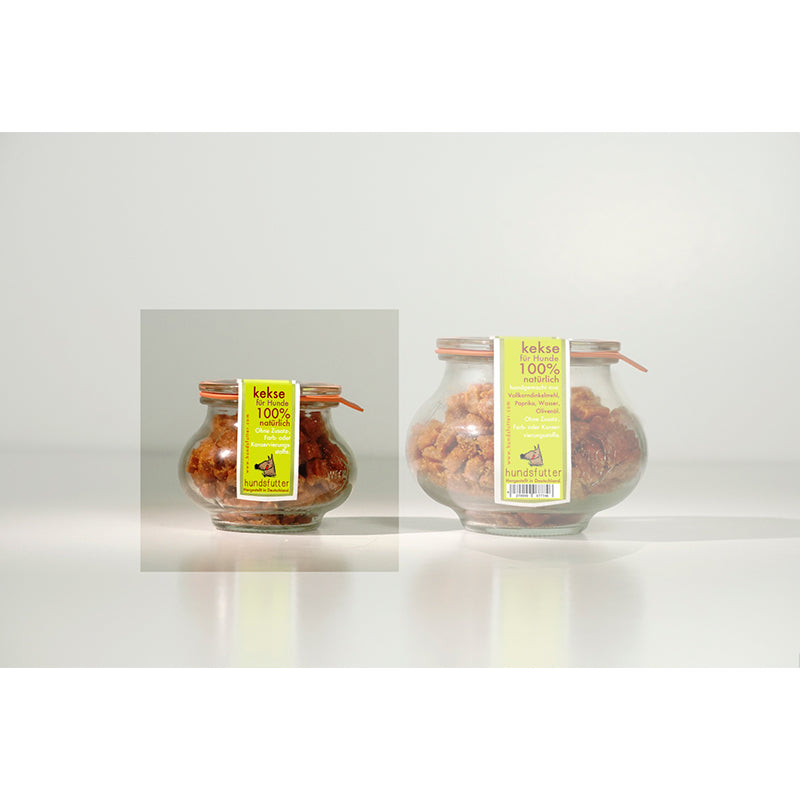 hundsfutter - Weiche, vegane rote Paprika Snacks/Kekse im Vakuumglas