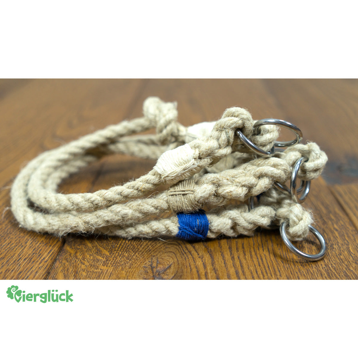 Vierglück Hundehalsband - Hanftau Zugstop