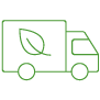 grünes Icon eines LKW mit Blatt