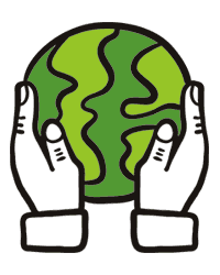 Icon Miteinander - Hände an einer Weltkugel