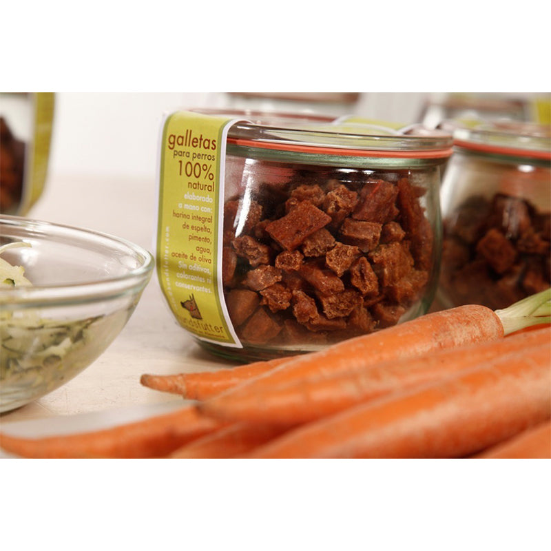 hundsfutter - Weiche, vegane rote Paprika Snacks/Kekse im Vakuumglas